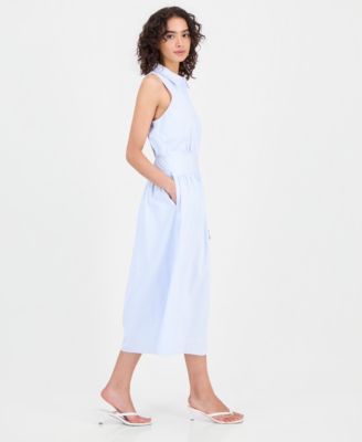 Women's Striped Sleeveless Shirt Dress 