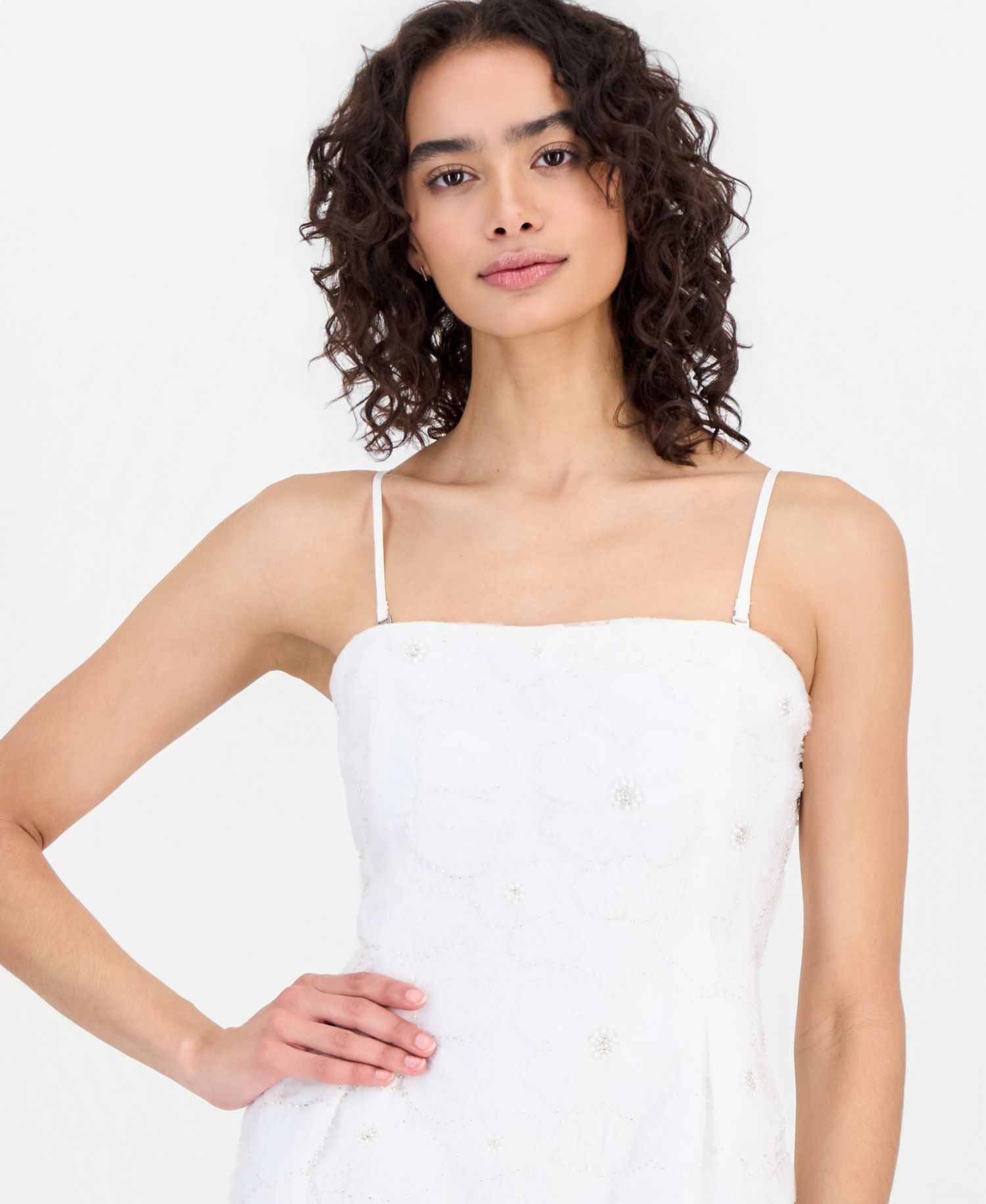 Women's Beaded Floral Strapless Mini Dress