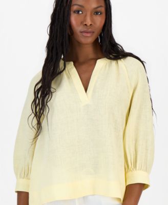 Petite 3/4-Sleeve Linen Shirt