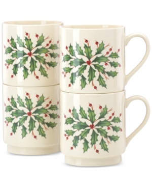 Lenox Hosting The Holidays 4-piece Stackable Mug Set In Ivory