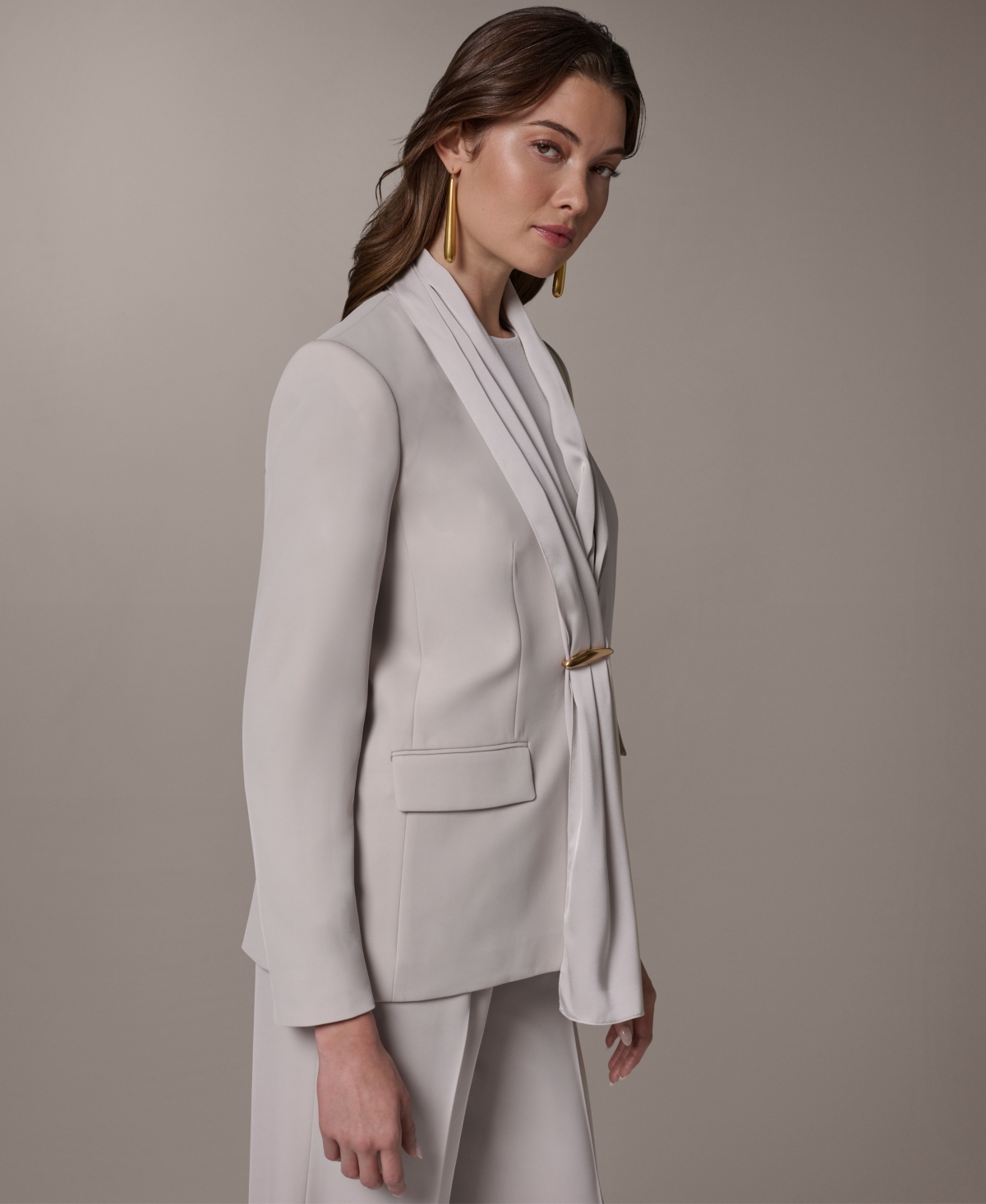 Donna Karan New York Petite Shawl Collar Long-Sleeve Jacket