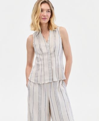 Women's Sleeveless Collared Shirt