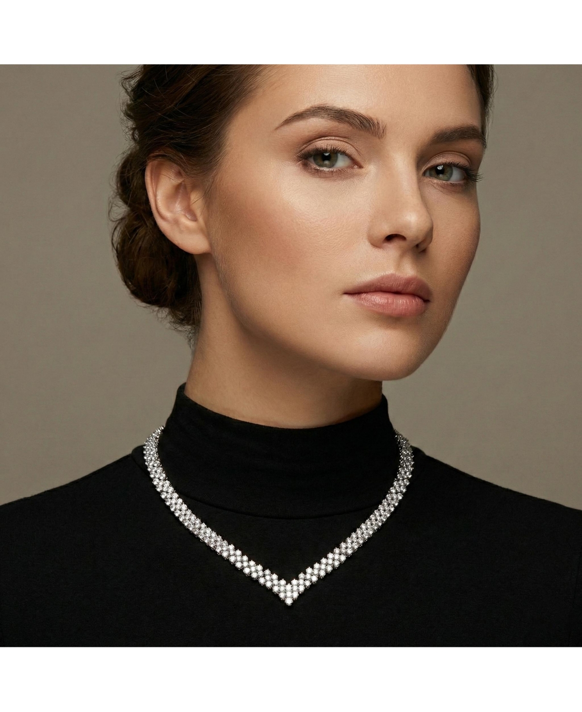 Rachel Glauber Classy White Gold Plated Tennis Necklace