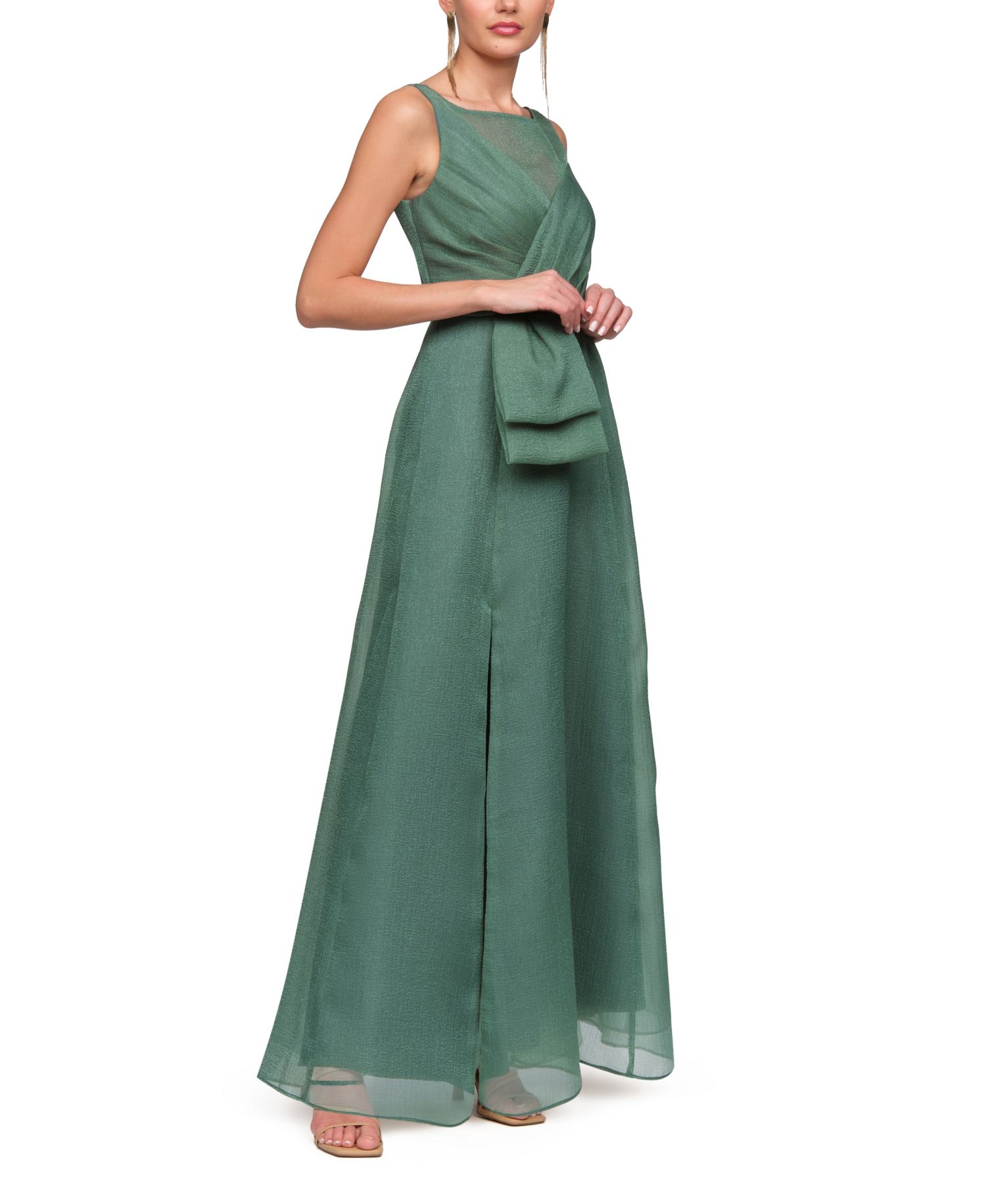 Women's Boat Neck Carey Organza Gown
