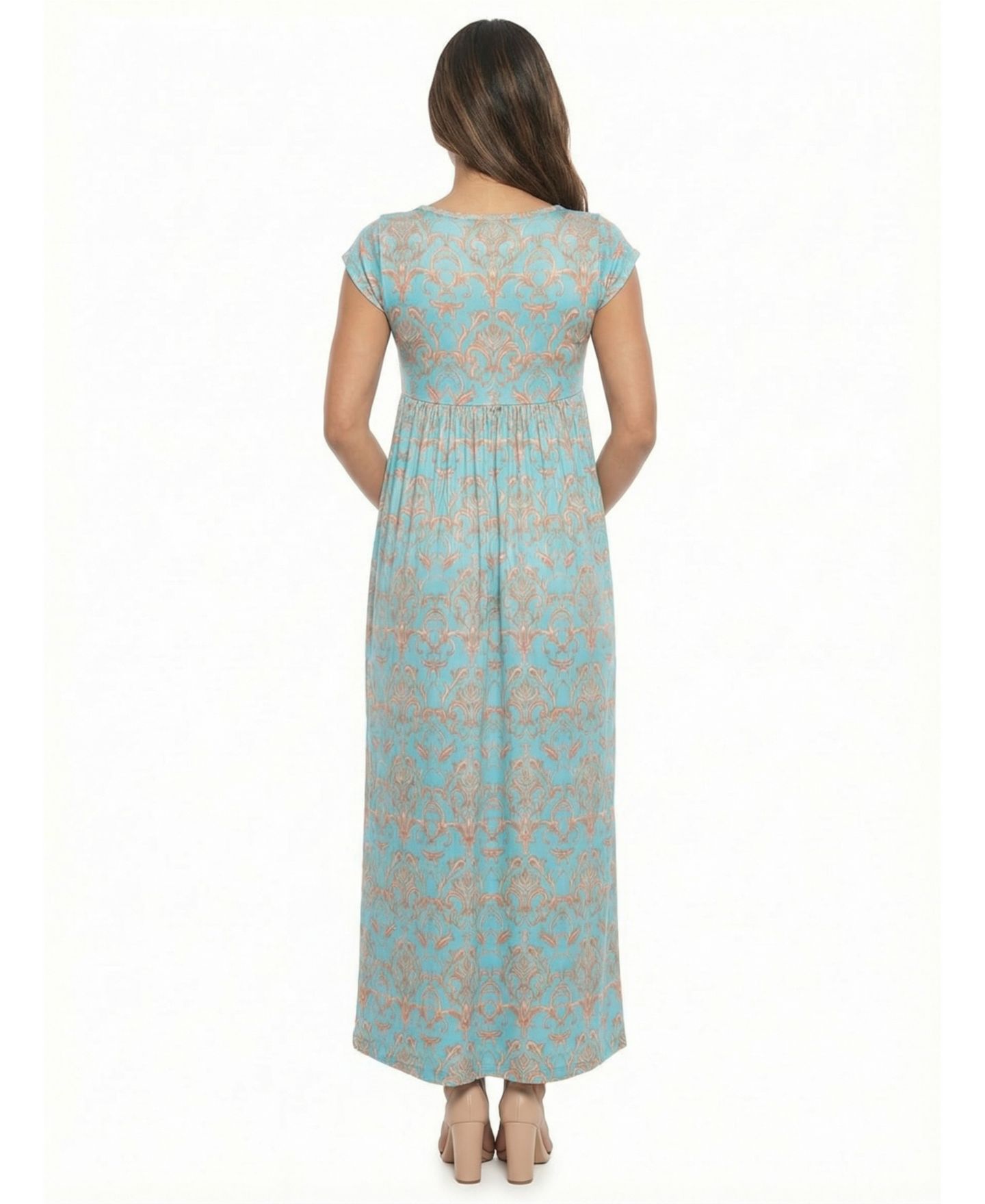 Женское платье 24seven Comfort Apparel Maternity Square Neck Maxi, цвет: С принтом — фото 3