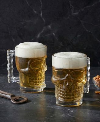Set of 2 17.62 oz Skull Glass Mugs