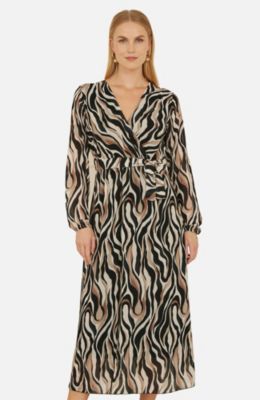 Women's Animal Swirl Midi Wrap Dress