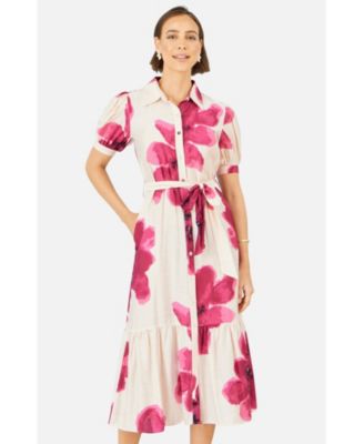 Women's Scattered Floral Shirt Dress
