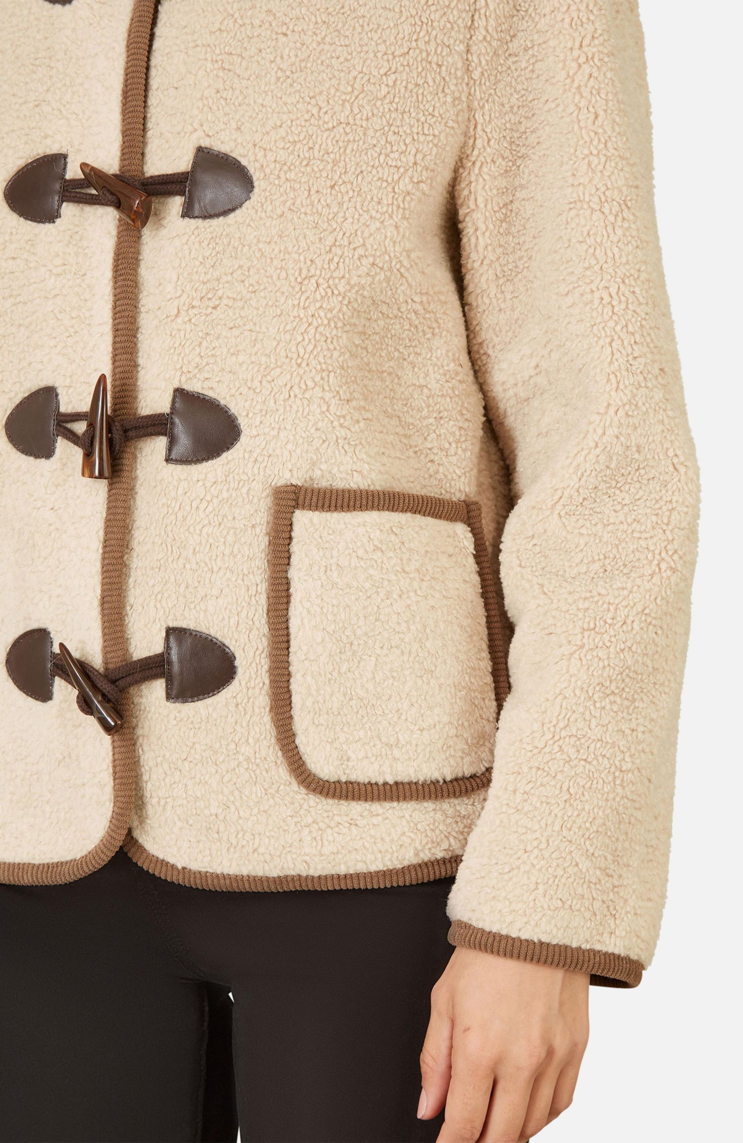 Women's Faux Leather Button Detail Jacket