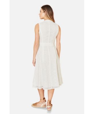 Women's Broderie Anglaise Cotton Shirt Dress