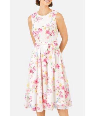 Women's Delicate Floral Midi Skater Dress