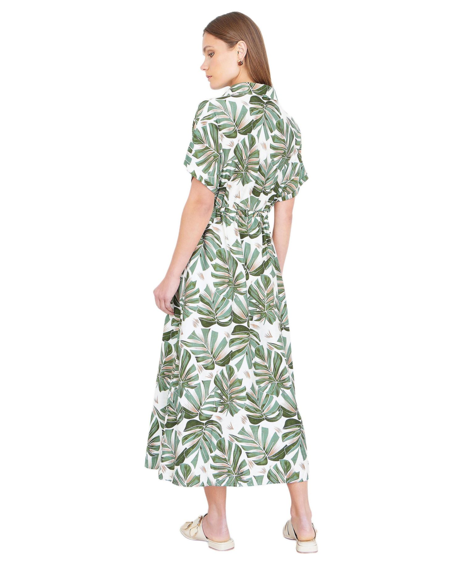 Women's Relaxed Boho Print Maxi Shirt Dress