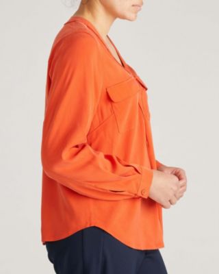 Plus Size Stretch Cupro Button-Down Blouse