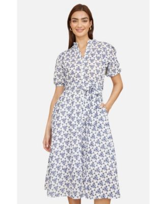 Women's Broderie Anglaise Midi Shirt Dress
