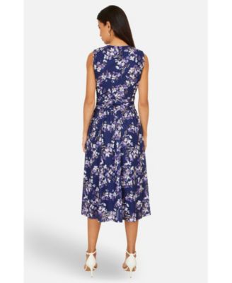 Women's Blossom Print Mesh Stretch Midi Dress