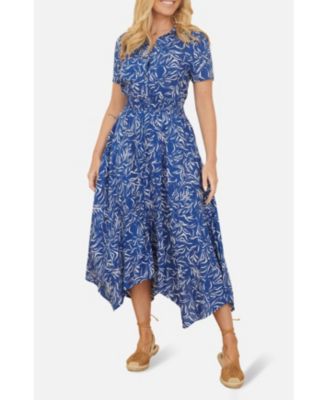 Women's Printed Midi Ruched Shirt Dress