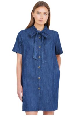 Women's Chambray Tunic With Bow Tie
