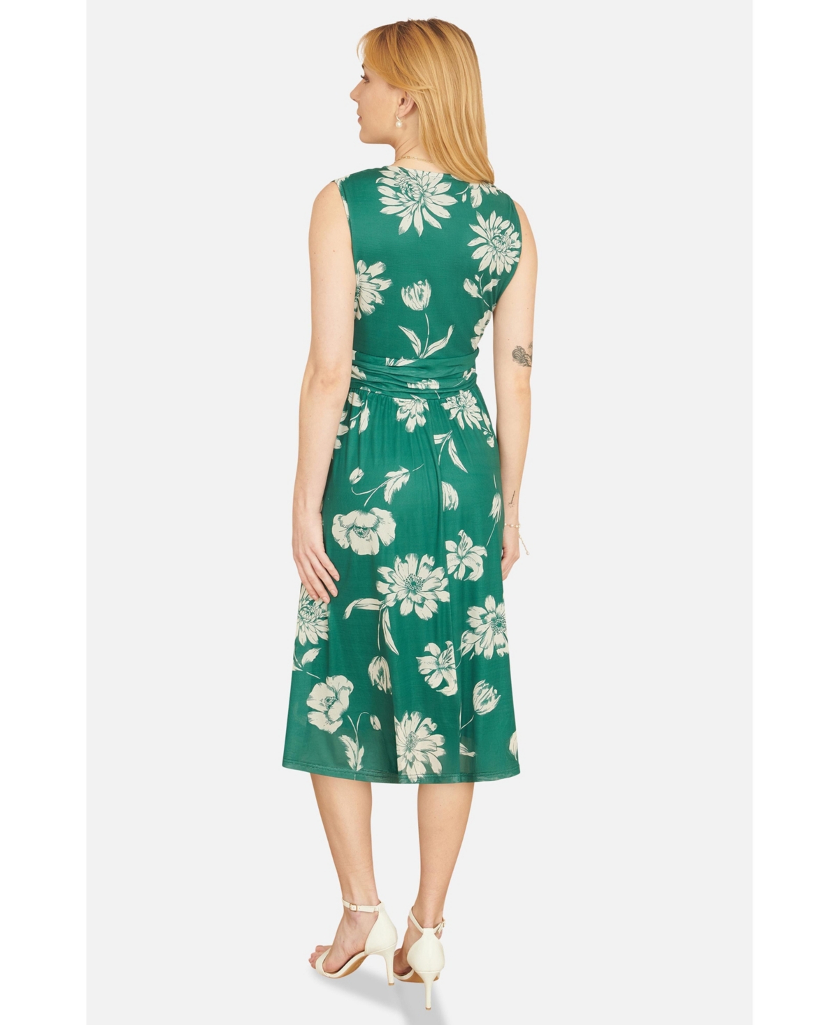 Yumi Women's Floral Print Stretch Mesh Dress