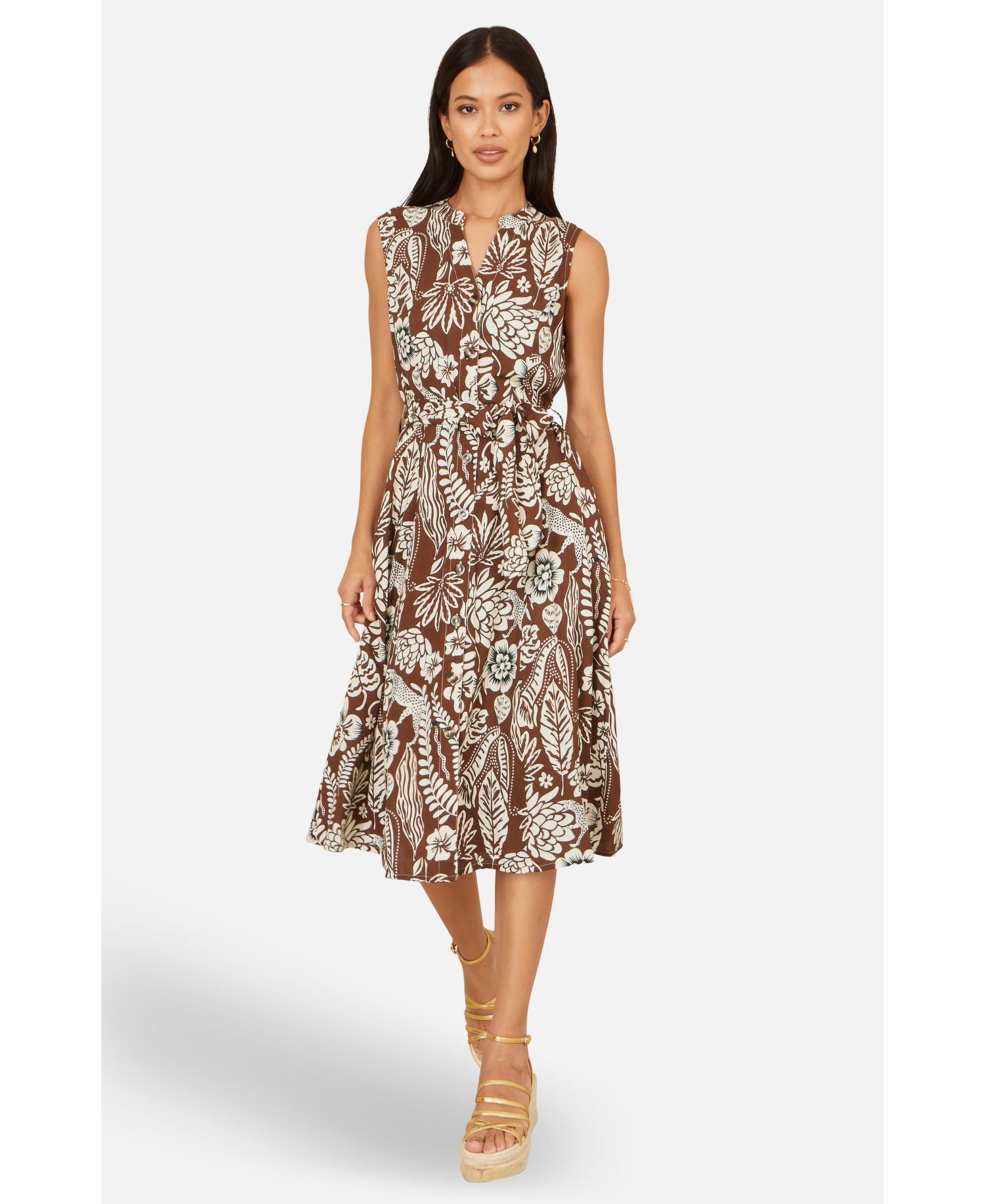 Women's Leaf Print Shirt Dress