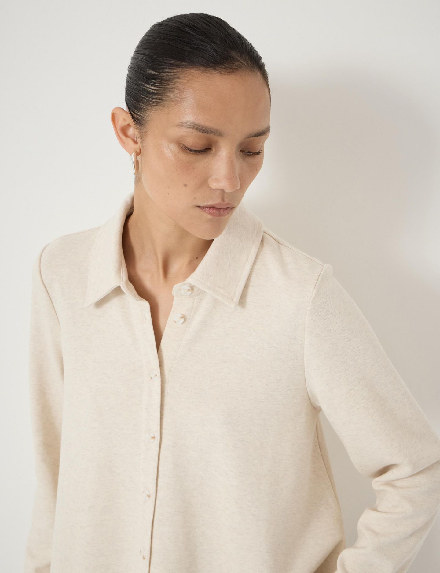 Женский топ Hush Button A-Line Polo, цвет: Овсяный меланжевый — фото 4
