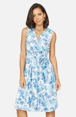 Women's Floral Wrap Over Skater Dress
