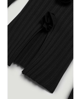 Women's Floral Embellished Ribbed V-Neck Sweater