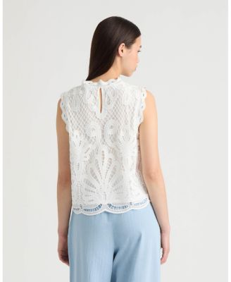 Women's Sleeveless Mock Neck Lace Top