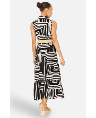 Women's Geo Print Midi Shirt Dress