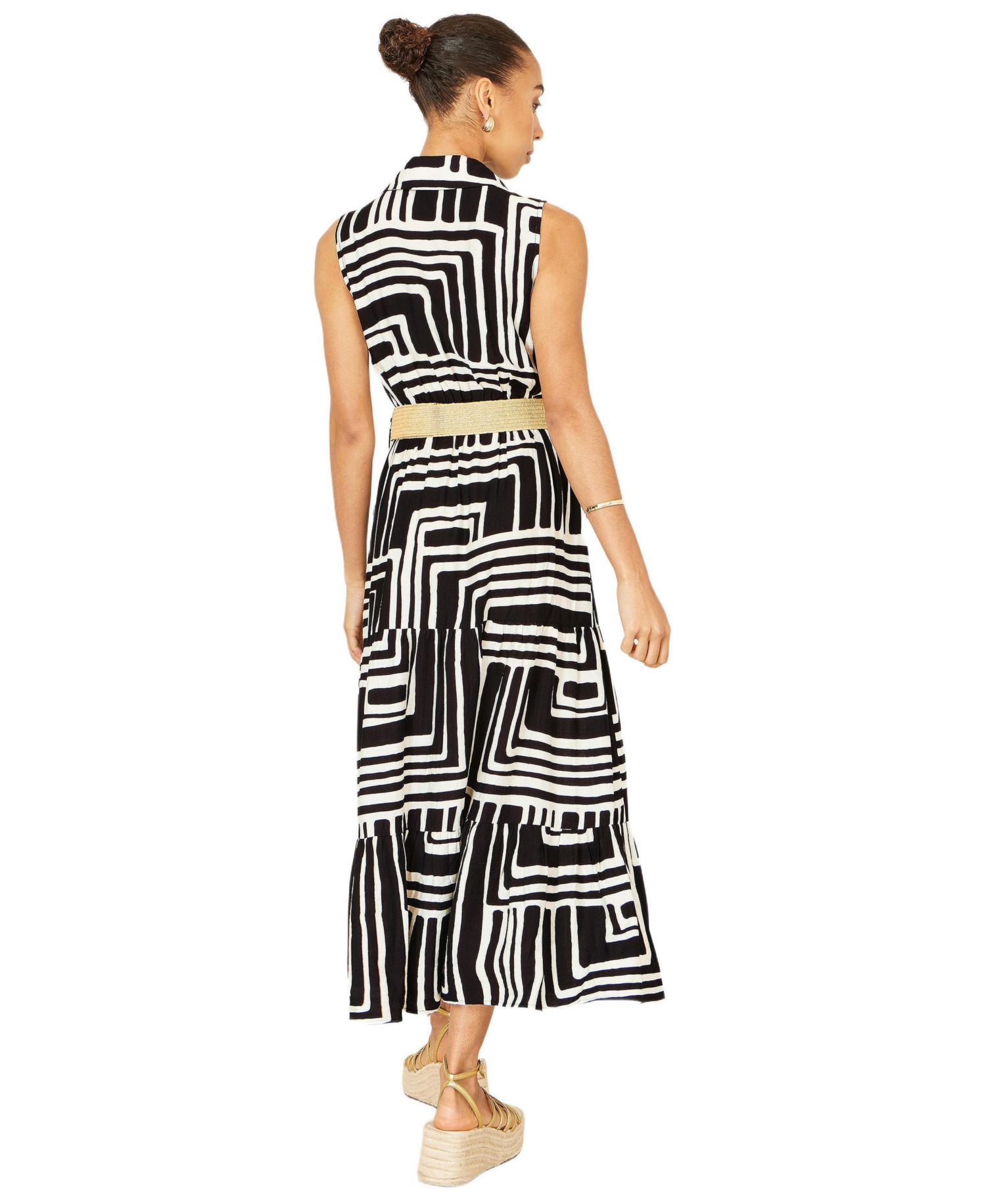 Women's Geo Print Midi Shirt Dress