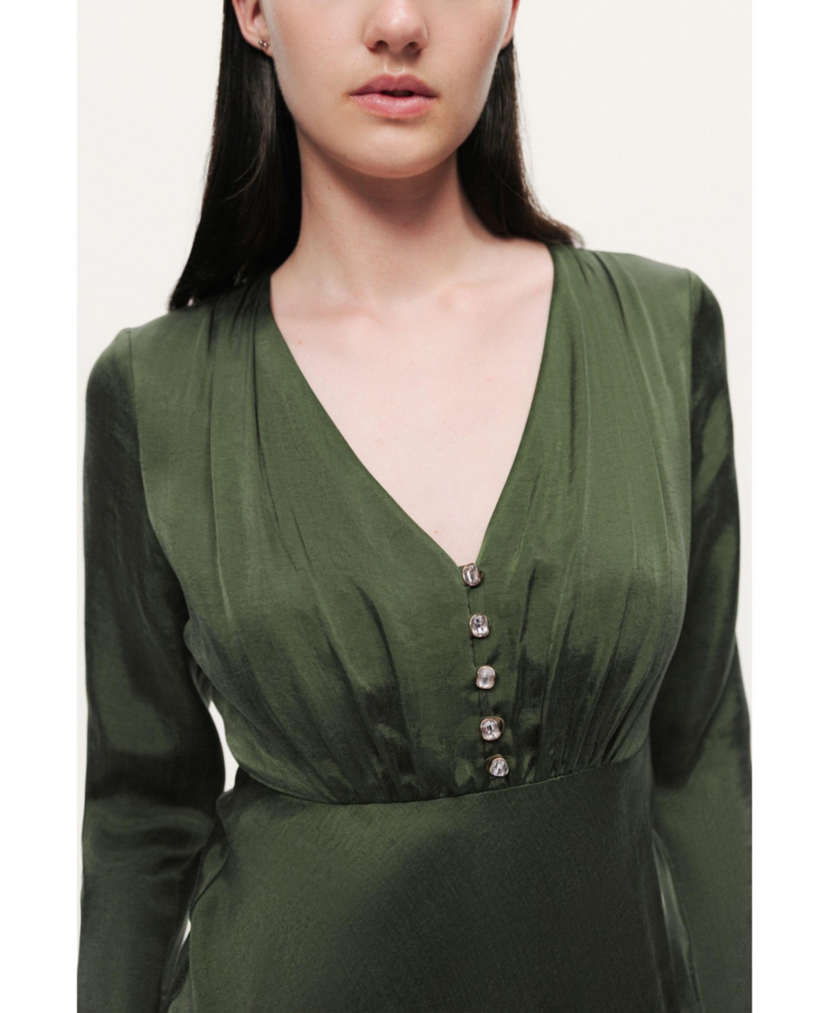 Nocturne Women's Crystal-Button V-Neck Maxi Dress