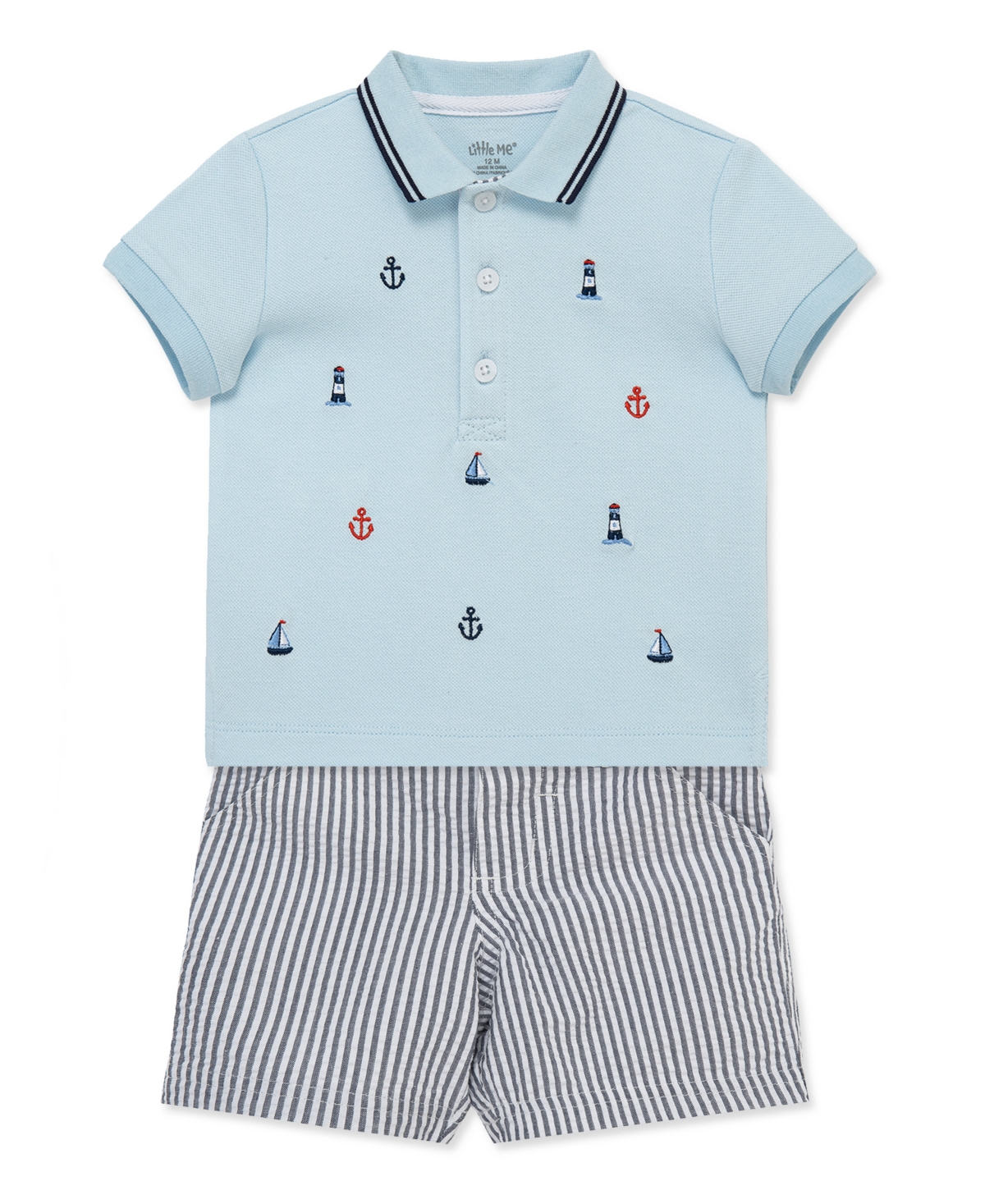 Little Me Baby Boys' Short-Sleeve Polo Shirt and Shorts, 2-Piece Set