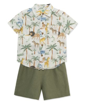 Baby Boys' Short-Sleeve Shirt and Shorts, 2-Piece Set