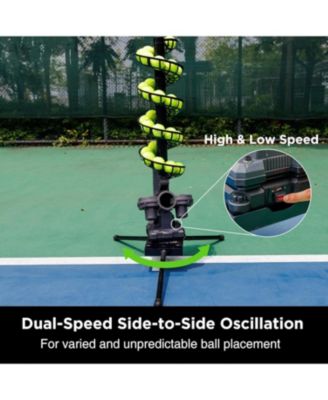 Tennis Ball Machine with Stable Triangular Iron Base and Adjustable Speed Oscillating Function with Carrying Bag for All Skill Levels