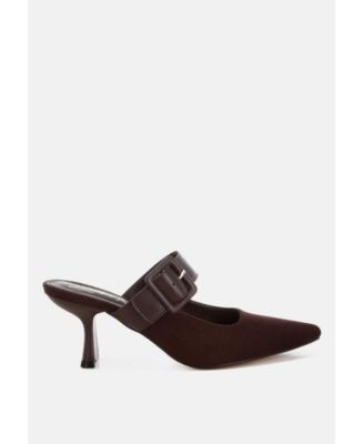 Womens Onagra Microfiber Pointy Slip-On Mules