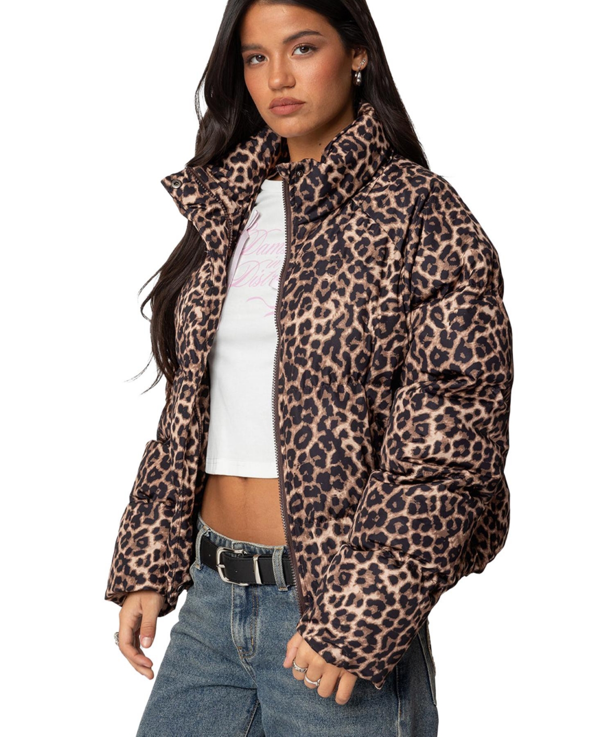Edikted Women's Dalya Leopard Printed Puffer Jacket