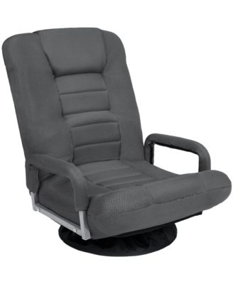 360-Degree Swivel Gaming Floor Chair w/ Armrest Handles, Foldable Adjustable Back