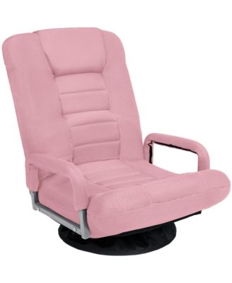 360-Degree Swivel Gaming Floor Chair w/ Armrest Handles, Foldable Adjustable Back