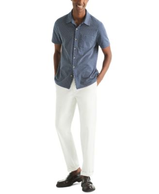 Men's Classic-Fit Brick Pattern Button-Front Short-Sleeve Shirt