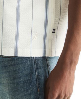 Men's Short-Sleeve Stripe Collared Shirt