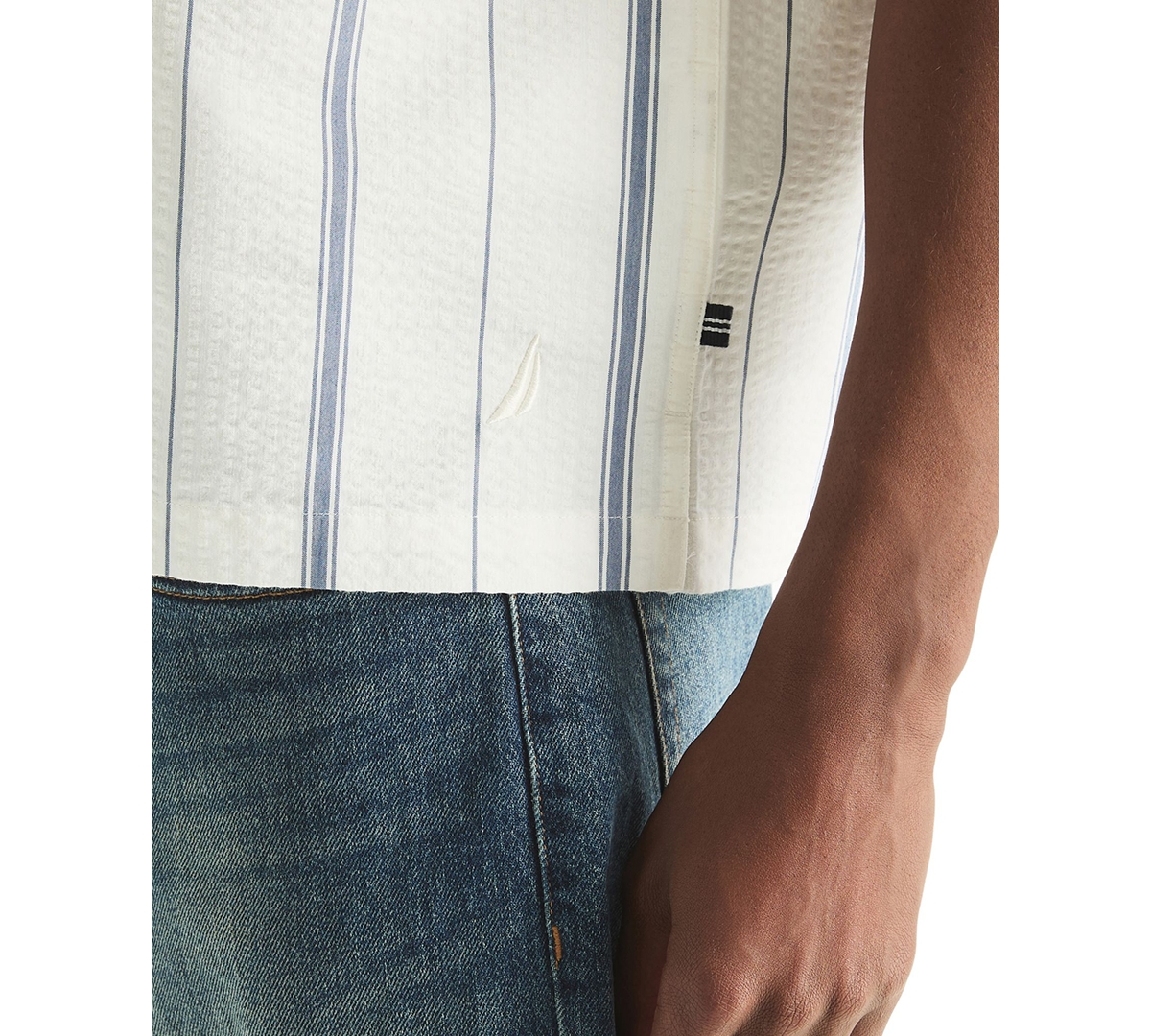 Nautica Men's Short-Sleeve Stripe Collared Shirt