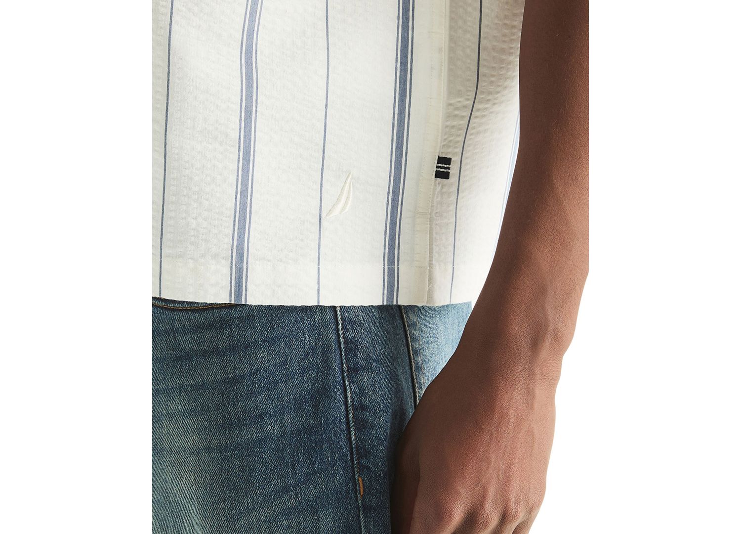 Men's Striped Dobby Short-Sleeve Collared Shirt