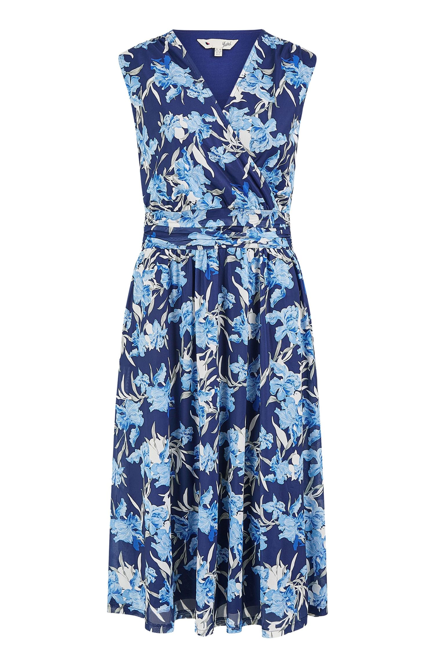 Women's Floral Wrap V Neck Midi Skater Dress