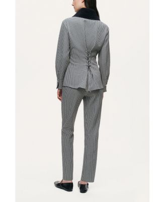 Women's Corset-Back Checked Sculpted Shirt