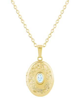 Created Sapphire (5/8 ct. t.w.) Locket Pendant Necklace in 14k Yellow Gold-Plated Sterling Silver (Also Available in Multi-Stones)