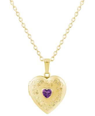 Created Emerald (3/8 ct. t.w.) Locket Pendant Necklace in 14k Yellow Gold-Plated Sterling Silver (Also Available in Multi-Stones)