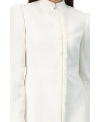 Women's Buttoned Blazer with Fringe Detail