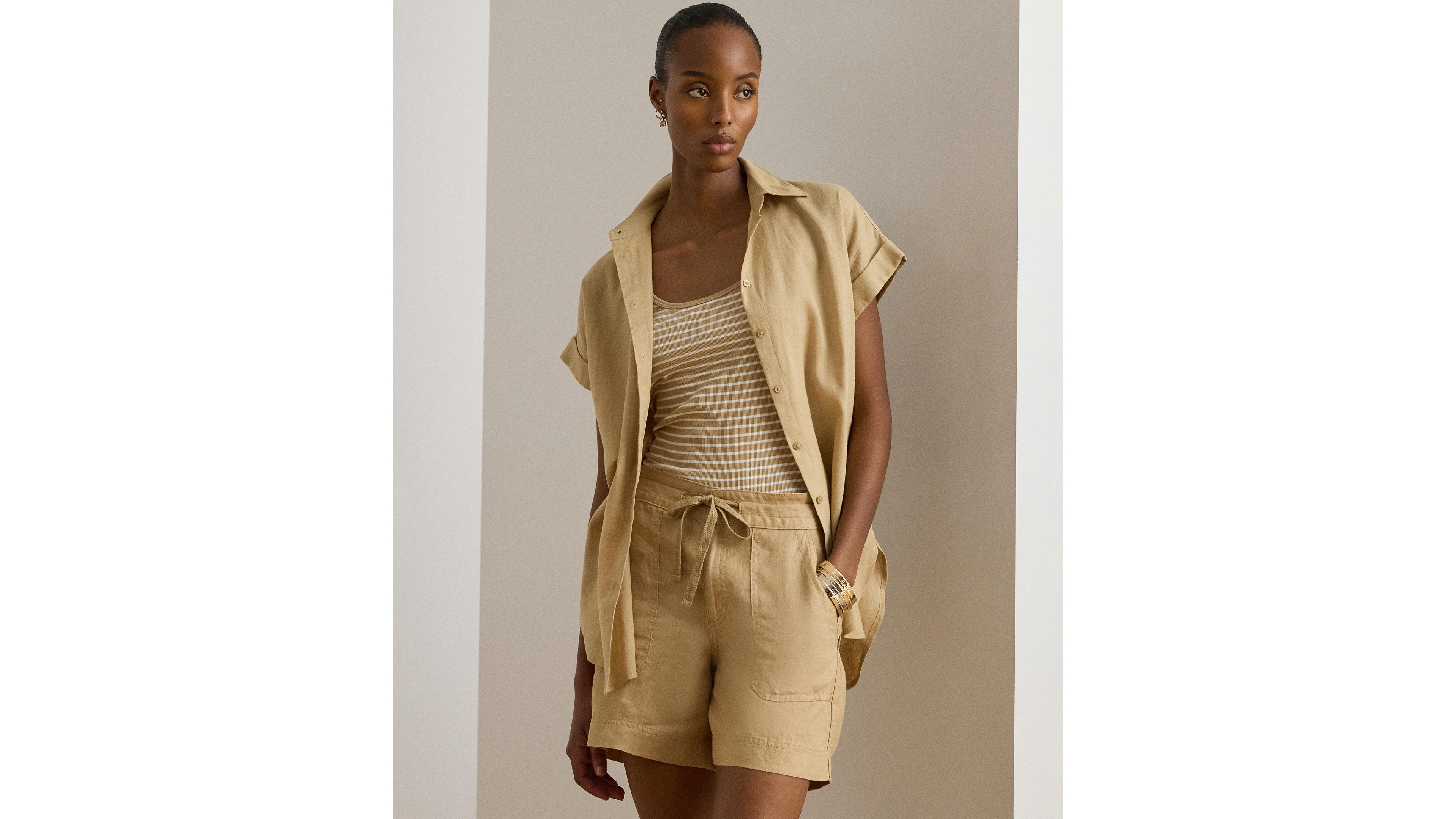 Lauren Ralph Dolman-Sleeve 100% Linen Shirt