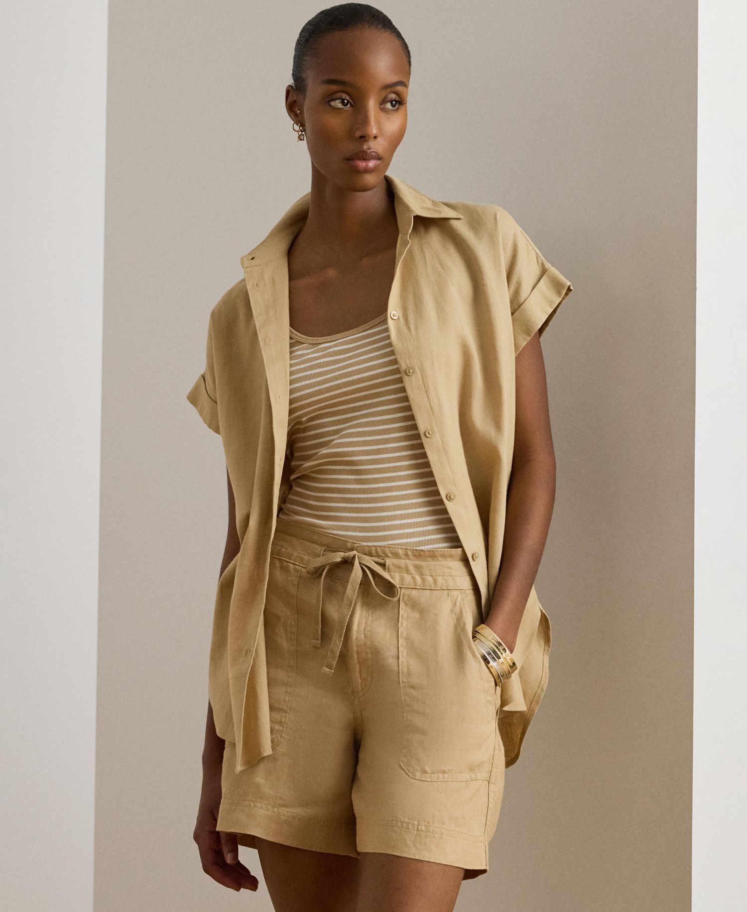 Dolman-Sleeve 100% Linen Shirt