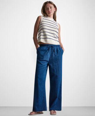 Petite Sleeveless Crewneck Striped Sweater