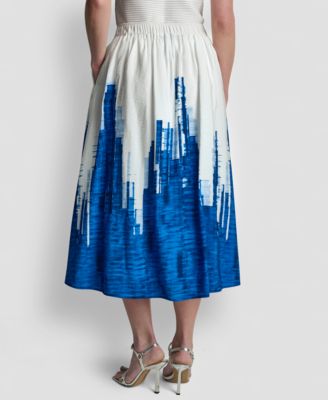 Women's Printed Abstract Pull-On Midi Skirt